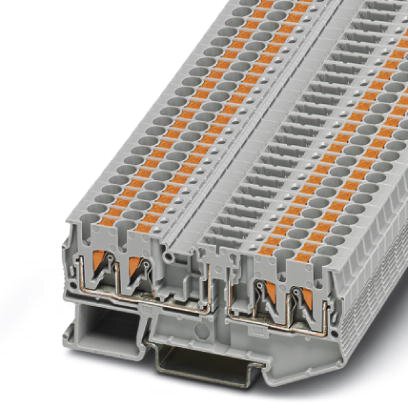 Phoenix Contact Disconnect - Multi-Conductor Terminal Block; PTC 2.5-QUATTRO-TG; 10A; 300V; 1-Level; #24 - #12; Push-In Connection; Gray